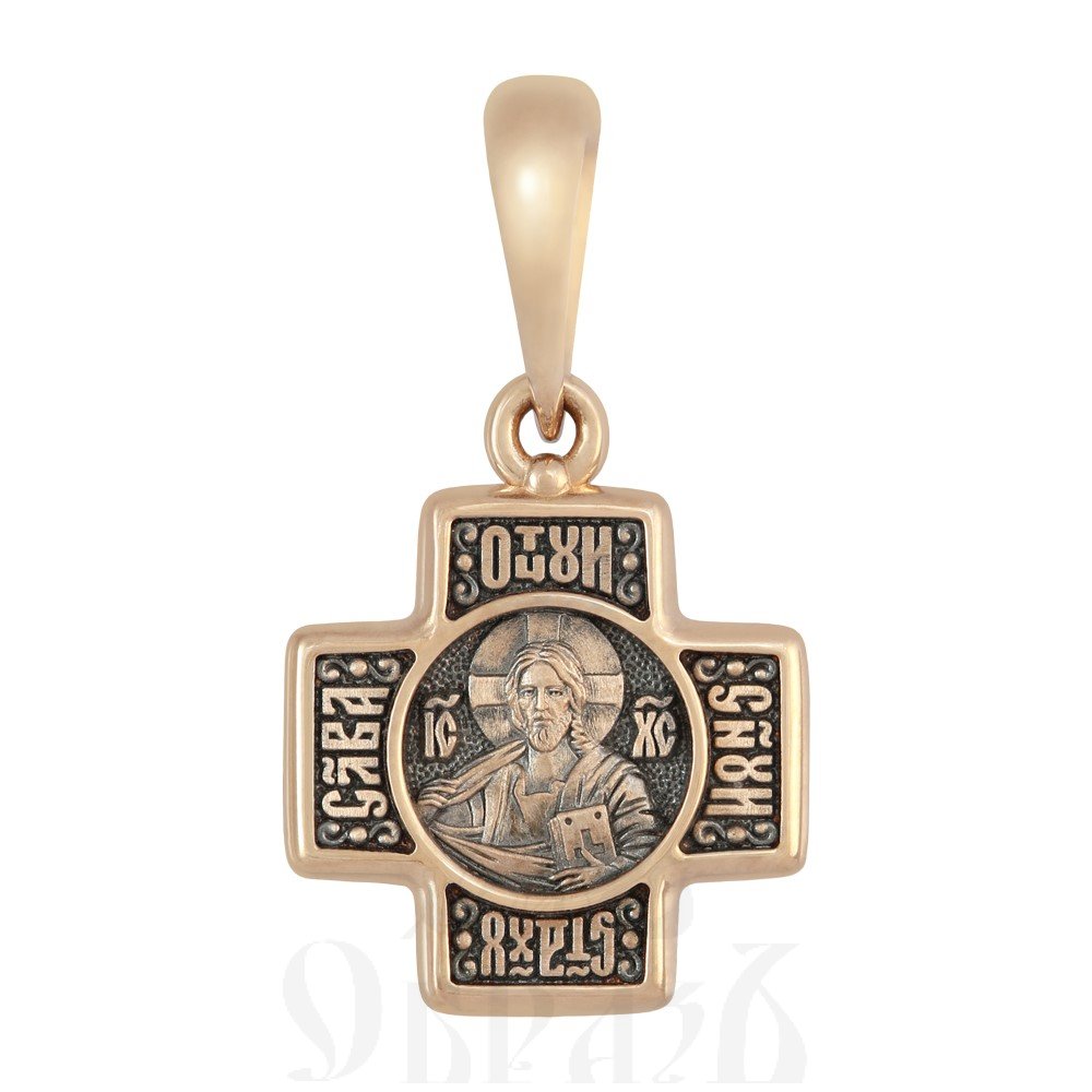 крест «господь вседержитель, ангел хранитель», золото 585 проба красное (арт. 201.648-1)